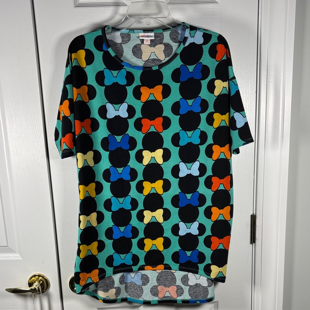 🛍️SALE🛍️ LuLaRoe IRMA TUNIC Shirt XS Mint Green Black Disney Mickey Minnie Mouse